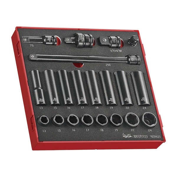 TED9121 - 21 Piece 1/2" Drive Impact Socket Set in EVA